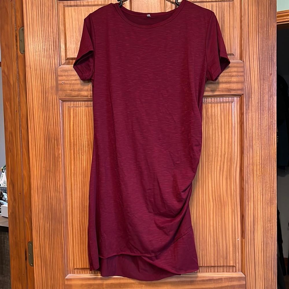 Dark red t-shirt dress